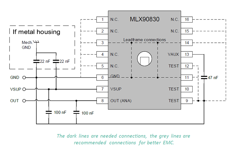 Application Circuit Diagram - Melexis MLX90830 Triphibian™ MEMS Pressure Sensor IC